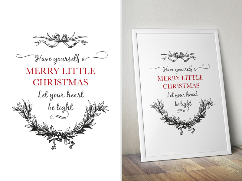 christmas illustration poster on the wall